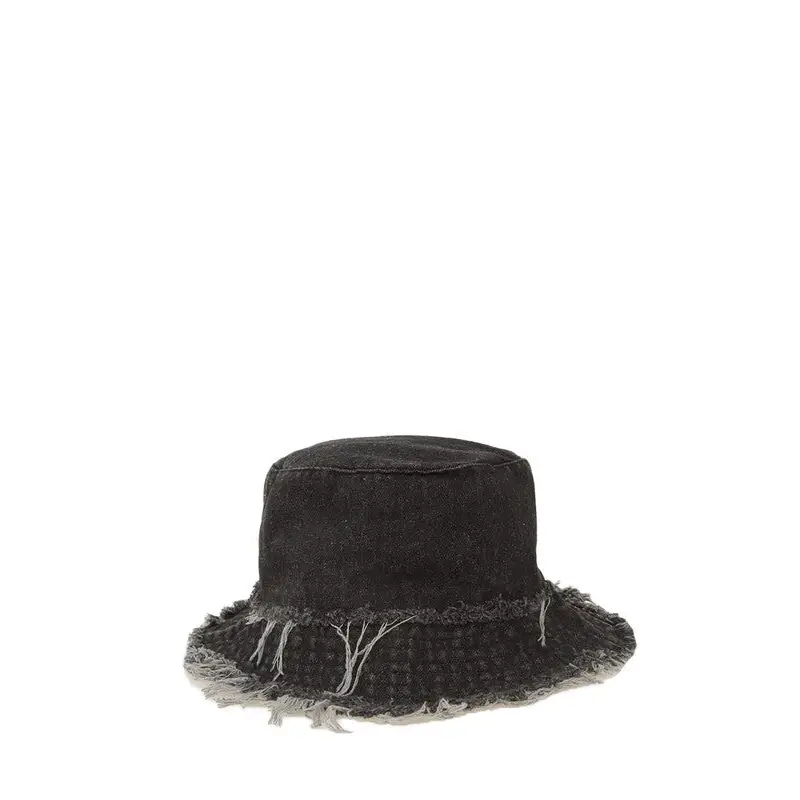 Distressed Line Denim Bucket Hat.