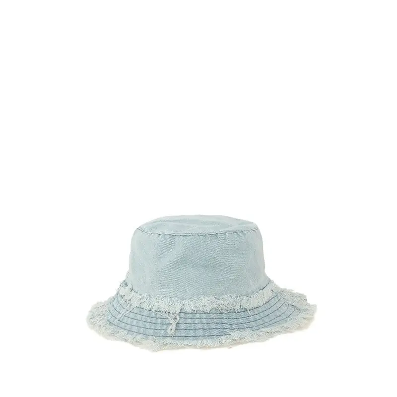 Distressed Line Denim Bucket Hat.