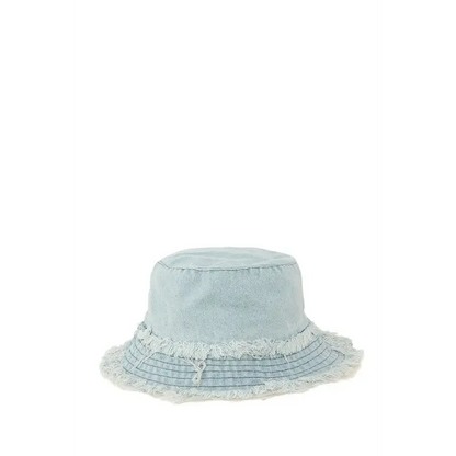 Distressed Line Denim Bucket Hat.