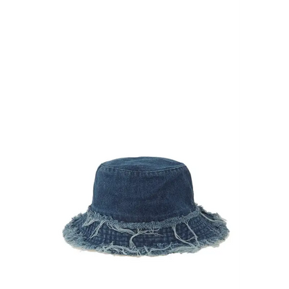 Distressed Line Denim Bucket Hat.