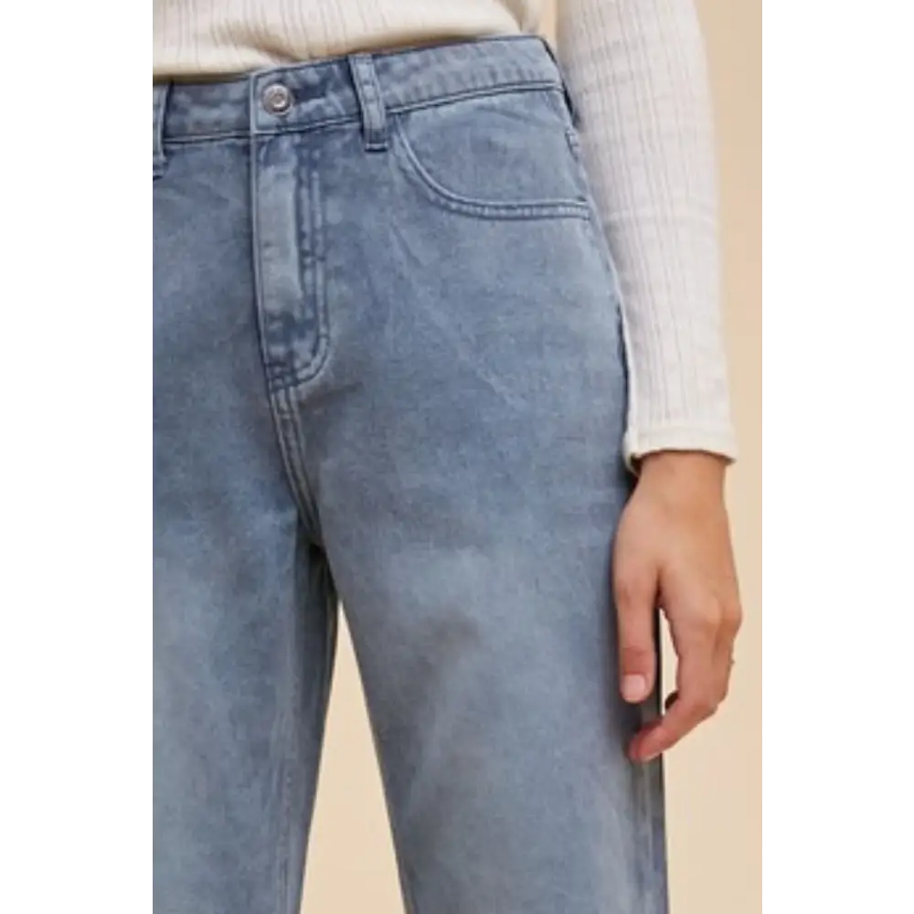 Distressed Raw Hem Jeans.