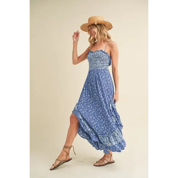 Ditsy Floral Ruffled Hem Maxi Cami Dress.