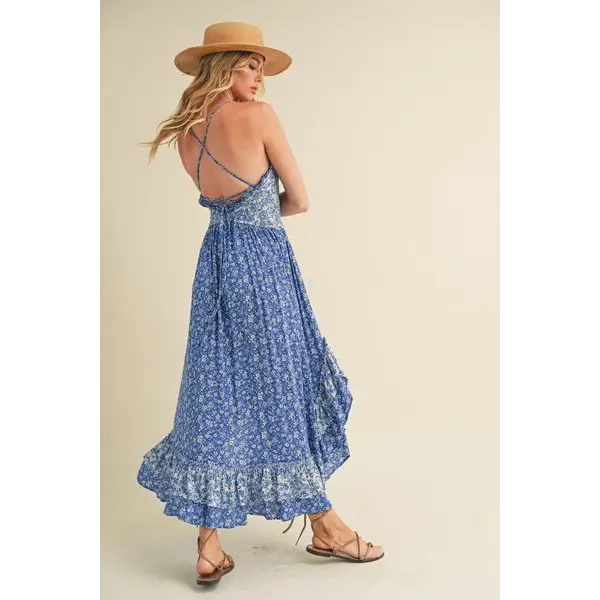 Ditsy Floral Ruffled Hem Maxi Cami Dress.