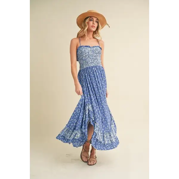 Ditsy Floral Ruffled Hem Maxi Cami Dress.