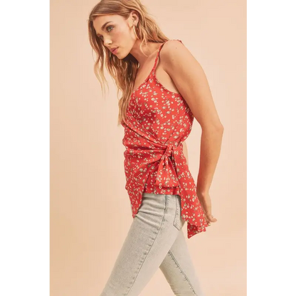 Ditsy Floral Surplice Adjustable Straps Cami.
