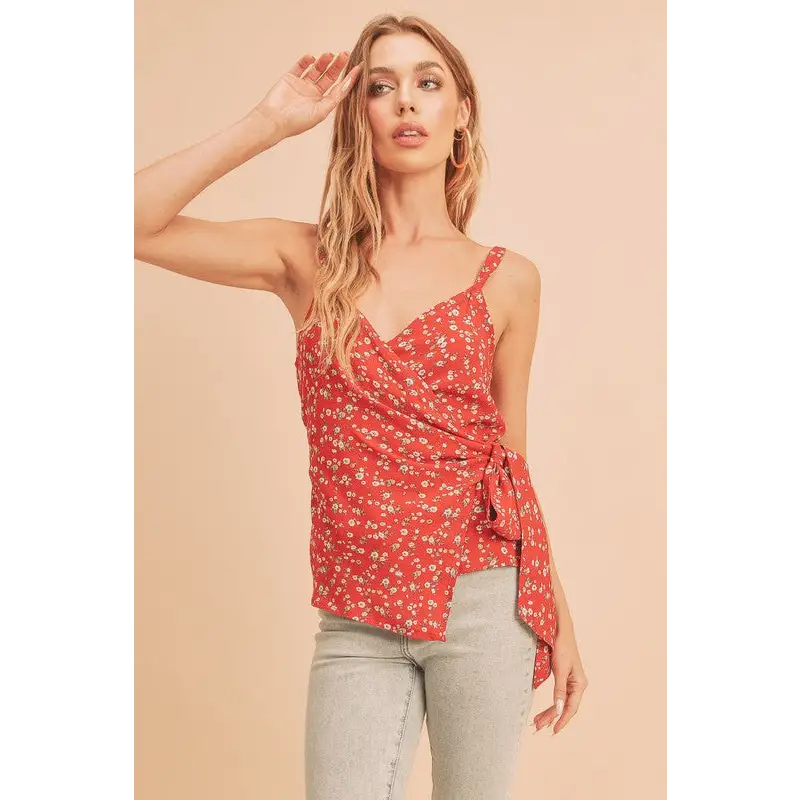 Ditsy Floral Surplice Adjustable Straps Cami.