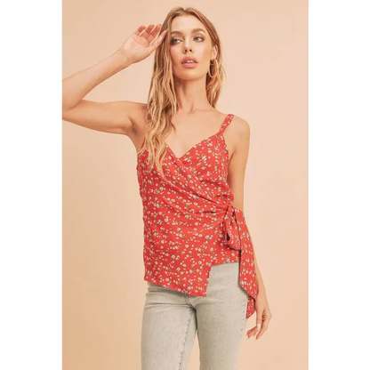 Ditsy Floral Surplice Adjustable Straps Cami.