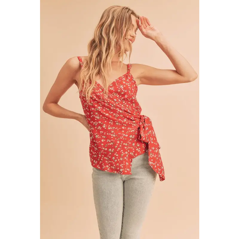 Ditsy Floral Surplice Adjustable Straps Cami.