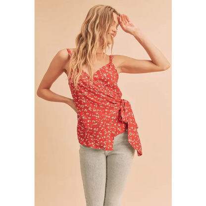 Ditsy Floral Surplice Adjustable Straps Cami.