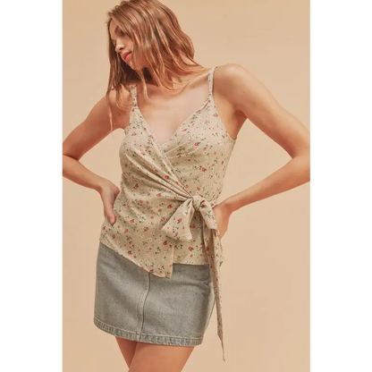 Ditsy Summer Cami Floral Surplice Adjustable Straps Cami.