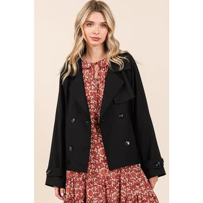 Double Breasted Long Sleeve Trench Coat Jacket.