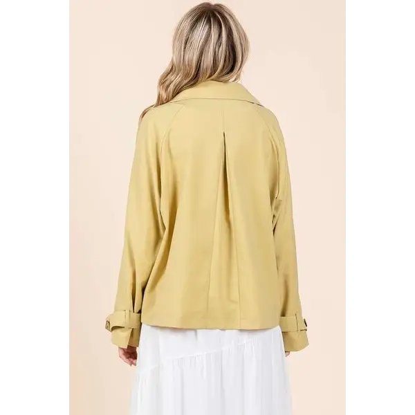 Double Breasted Long Sleeve Trench Coat Jacket.