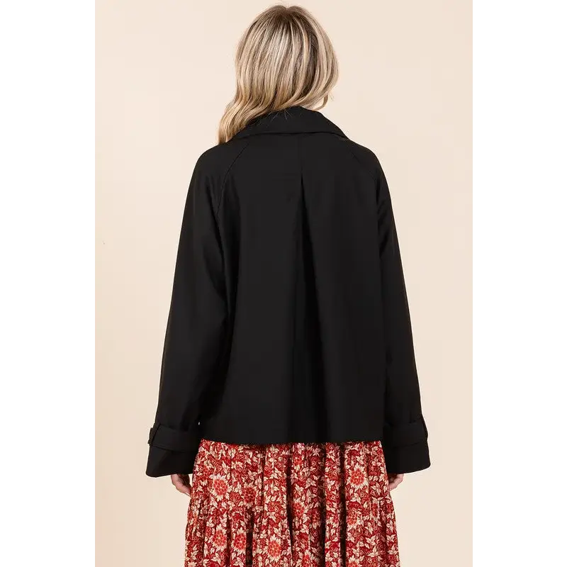Double Breasted Long Sleeve Trench Coat Jacket.
