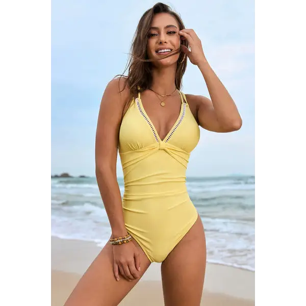 Double Spaghetti Strap One-Piece Swimwear.