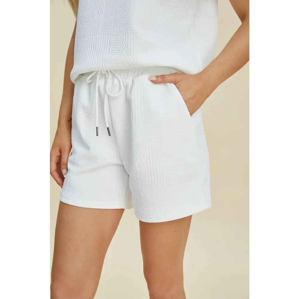 Double Take Full Size Texture Flounce Sleeve Top and Shorts Set - KRIFFA 
