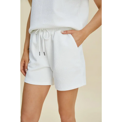 Double Take Full Size Texture Flounce Sleeve Top and Shorts Set - KRIFFA 