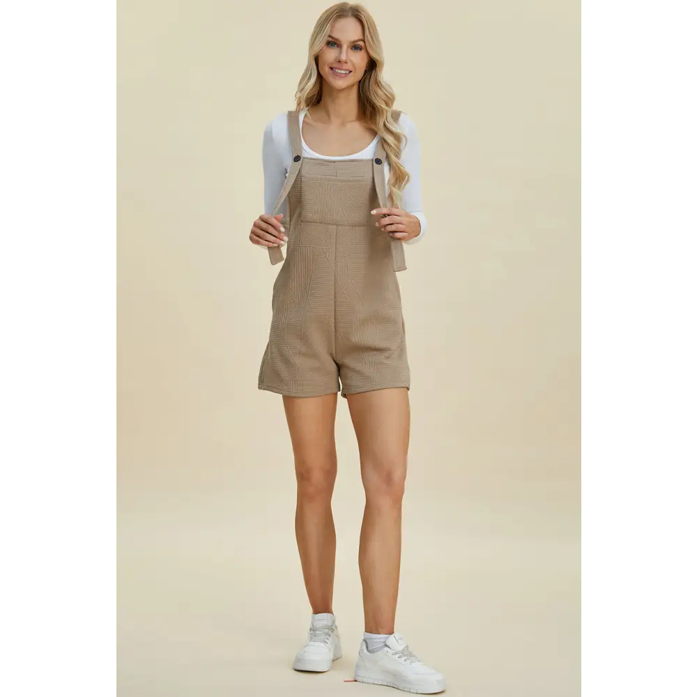 Double Take Full Size Texture Sleeveless Romper.