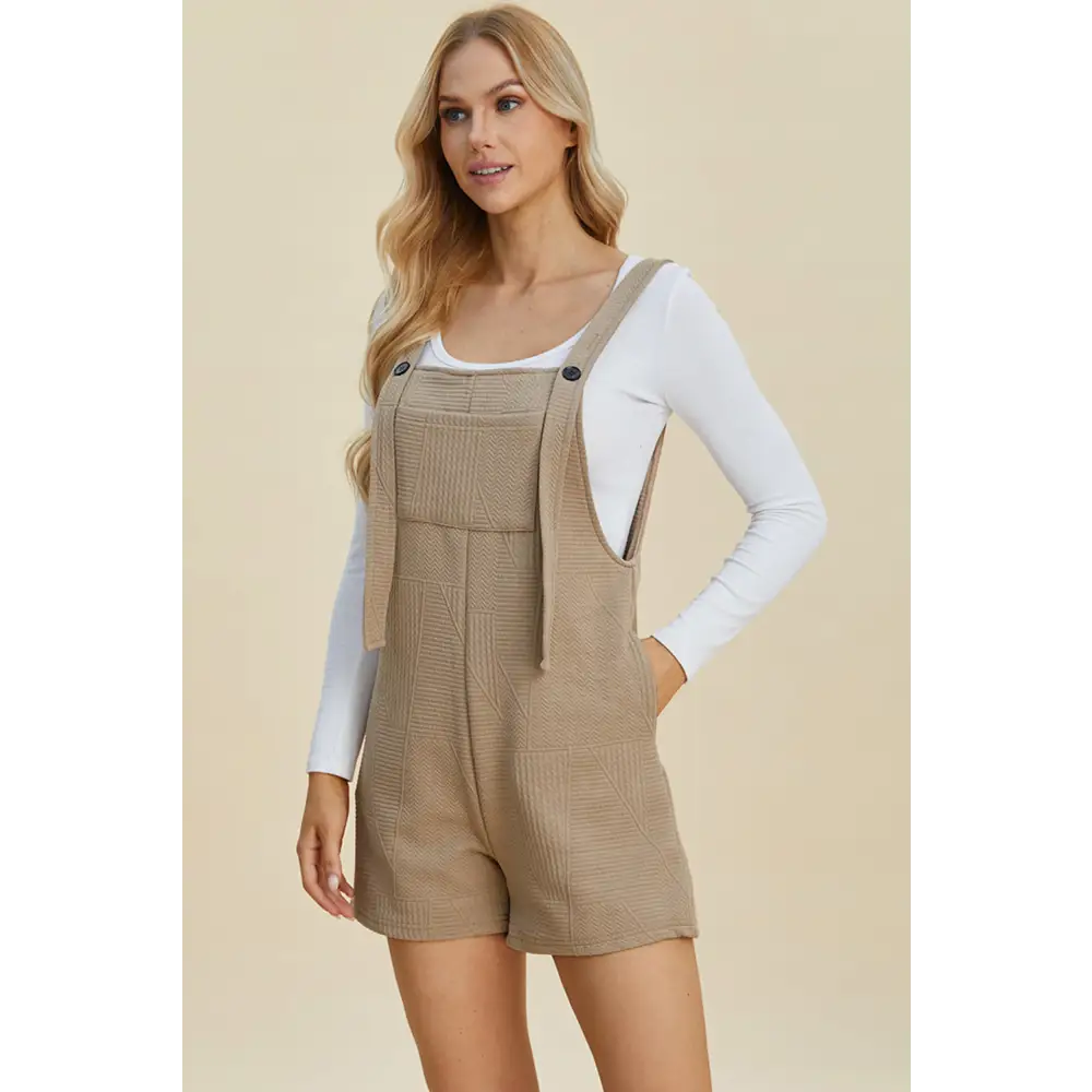 Double Take Full Size Texture Sleeveless Romper.