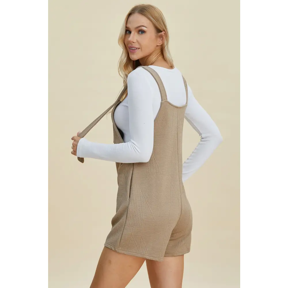 Double Take Full Size Texture Sleeveless Romper.