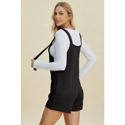 Double Take Full Size Texture Sleeveless Romper.