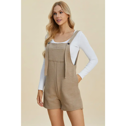 Double Take Full Size Texture Sleeveless Romper.
