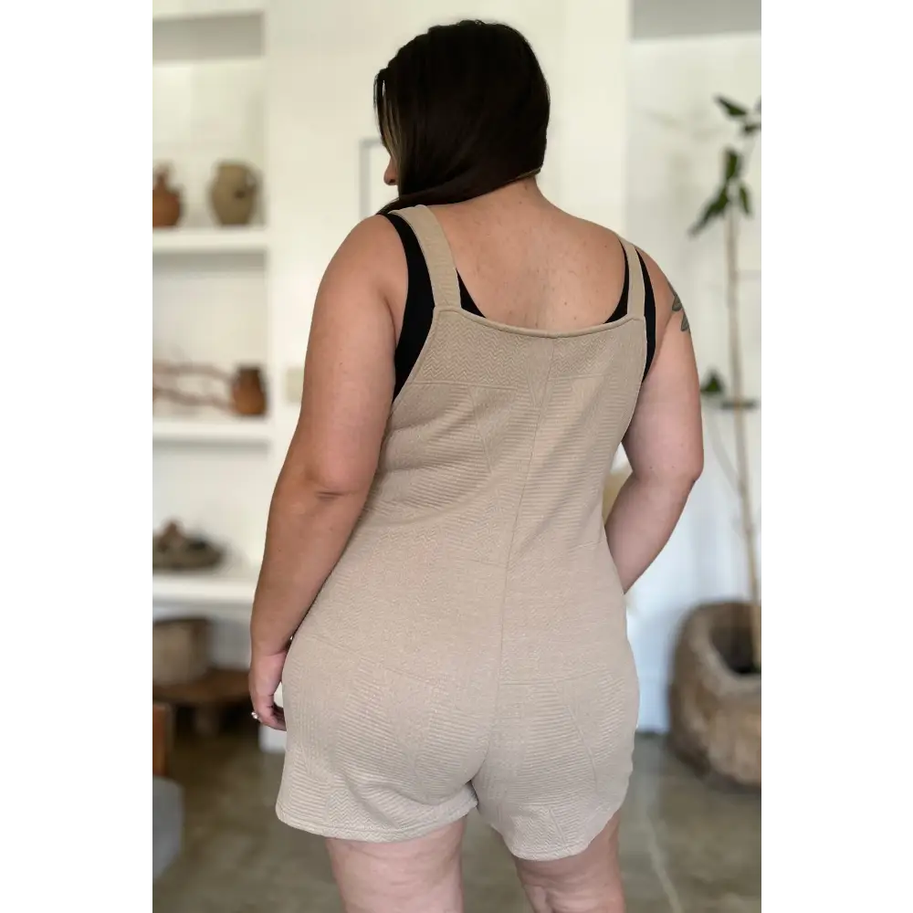 Double Take Full Size Texture Sleeveless Romper.