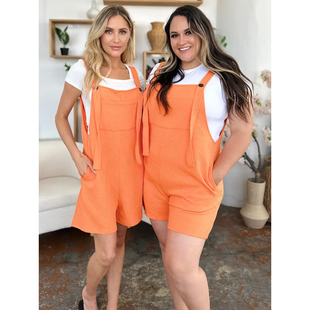 Double Take Full Size Texture Sleeveless Romper.