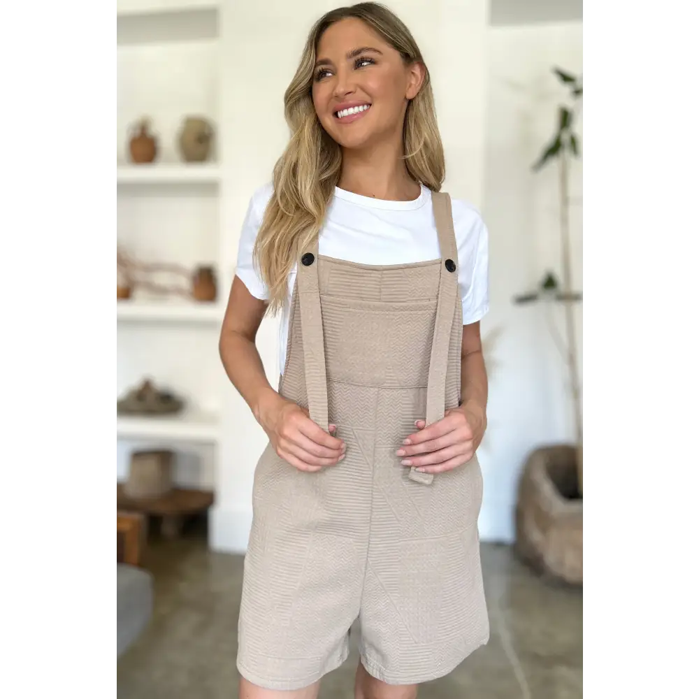 Double Take Full Size Texture Sleeveless Romper.