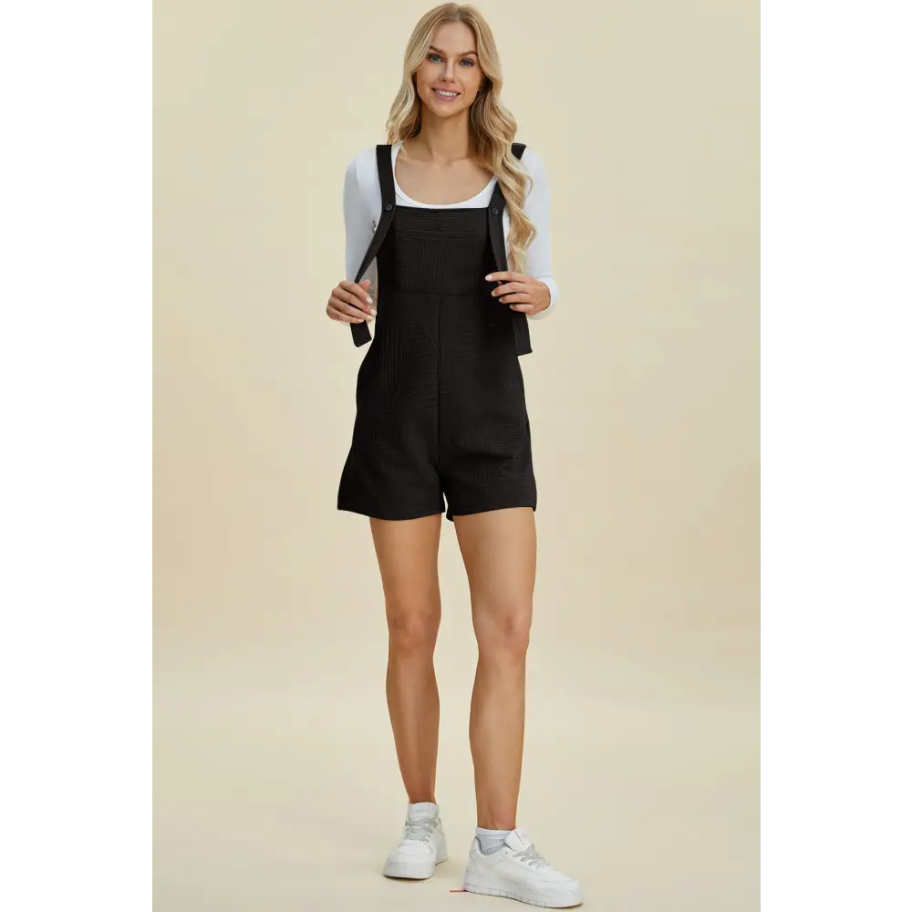 Double Take Full Size Texture Sleeveless Romper.