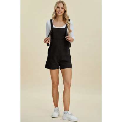 Double Take Full Size Texture Sleeveless Romper.