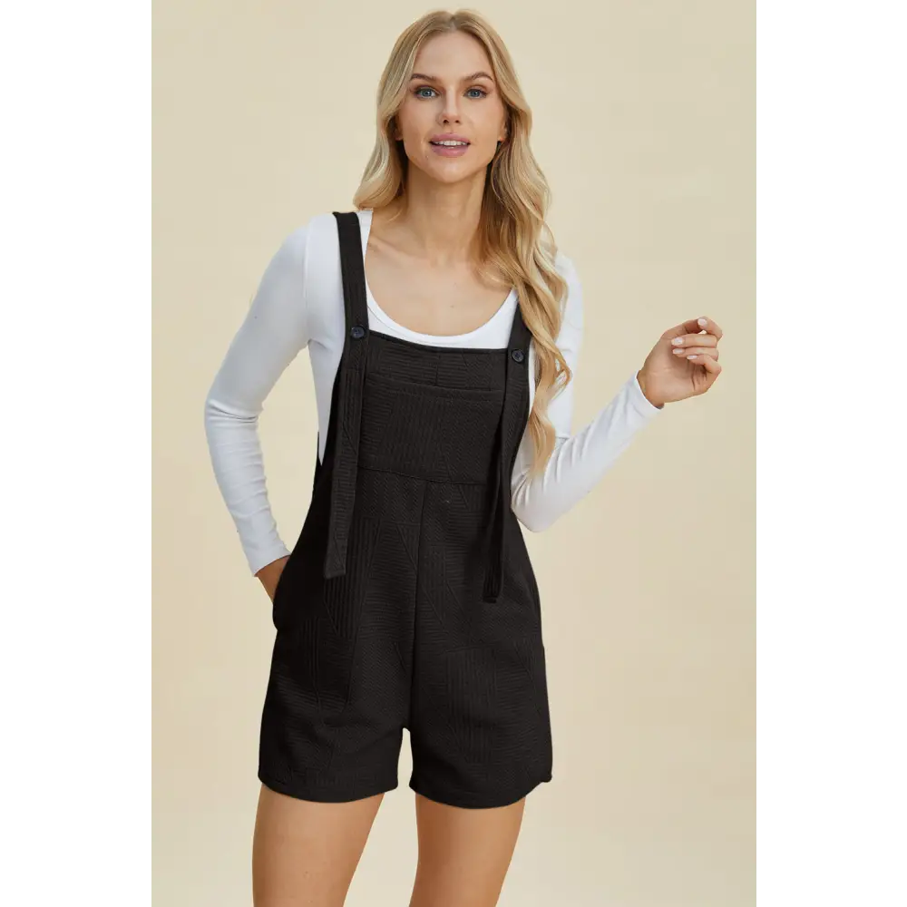 Double Take Full Size Texture Sleeveless Romper.