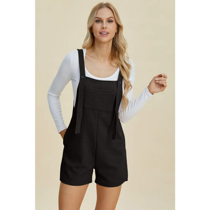 Double Take Full Size Texture Sleeveless Romper.