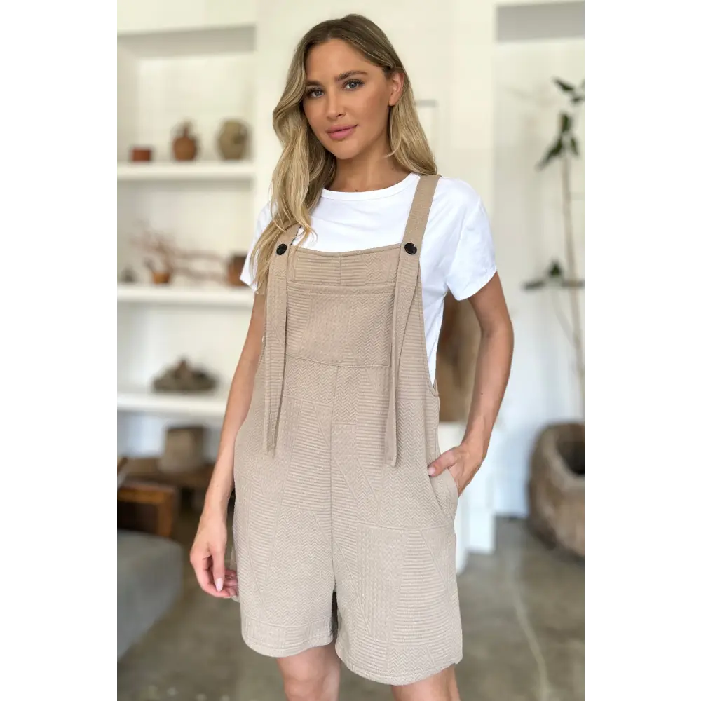 Double Take Full Size Texture Sleeveless Romper.