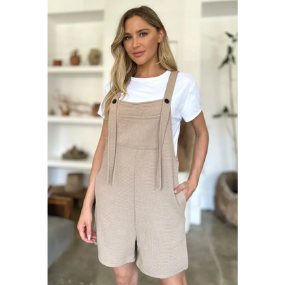 Double Take Full Size Texture Sleeveless Romper.