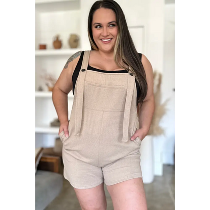 Double Take Full Size Texture Sleeveless Romper.