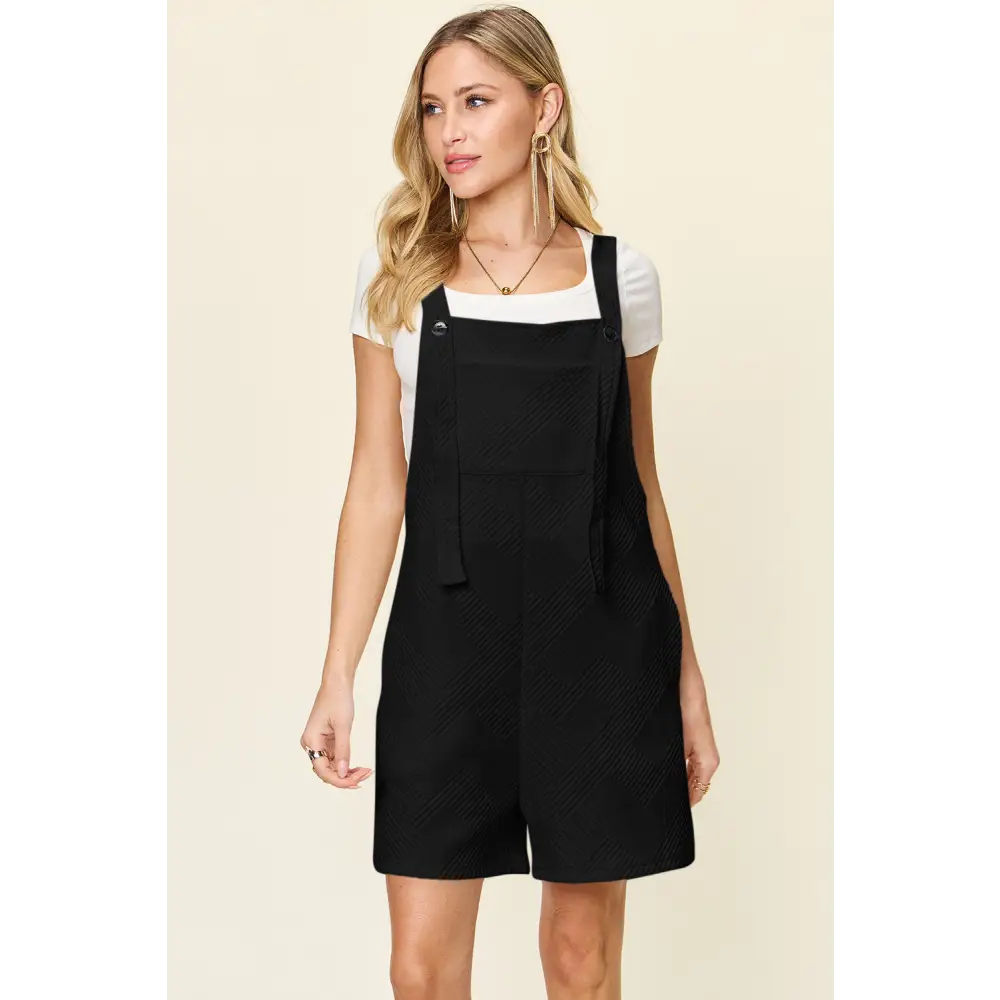 Double Take Full Size Texture Sleeveless Romper.