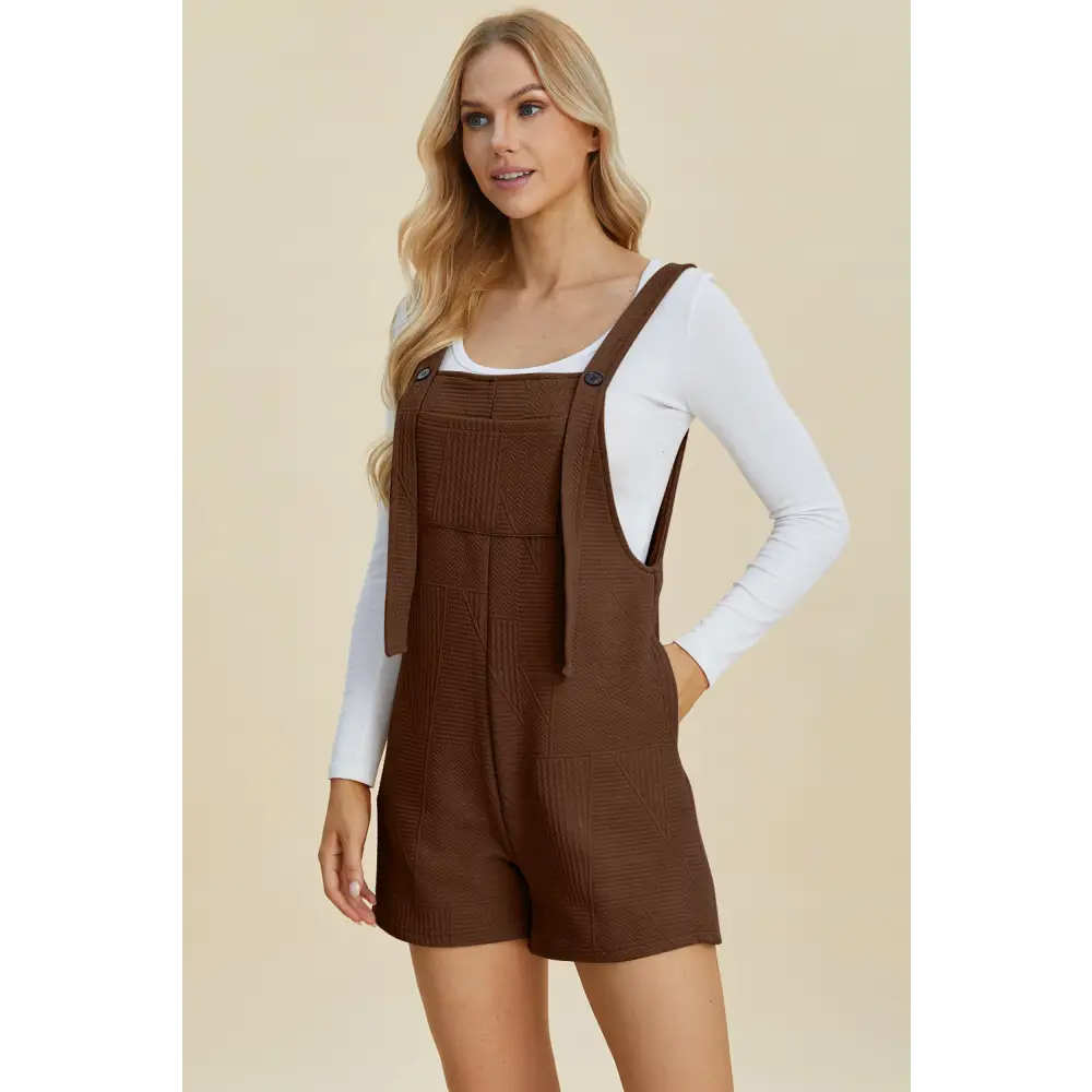 Double Take Full Size Texture Sleeveless Romper.