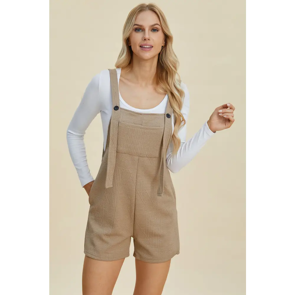Double Take Full Size Texture Sleeveless Romper.