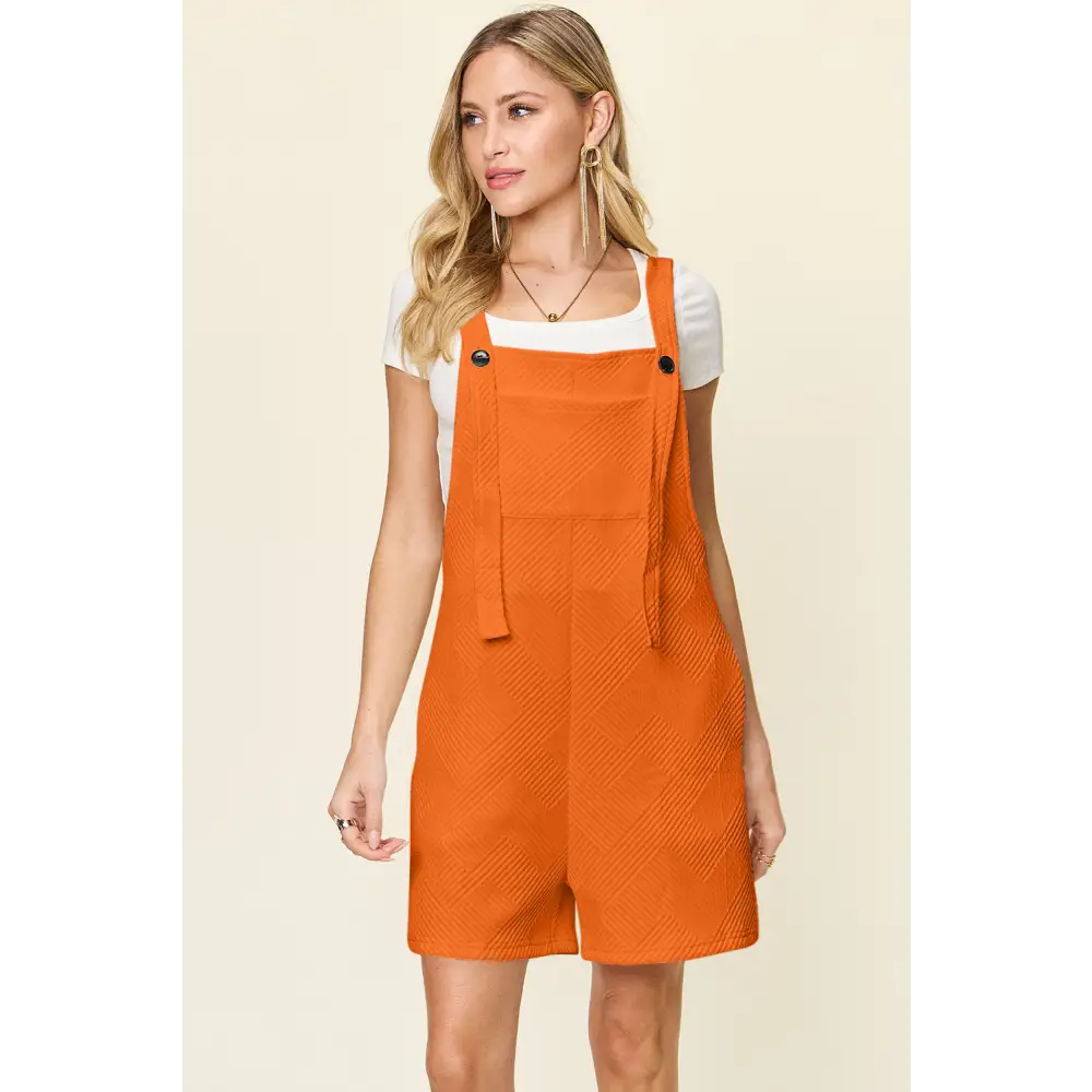 Double Take Full Size Texture Sleeveless Romper.