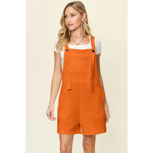 Double Take Full Size Texture Sleeveless Romper.