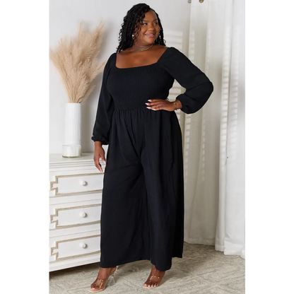 Double Take Square Neck Jumpsuit with Pockets.