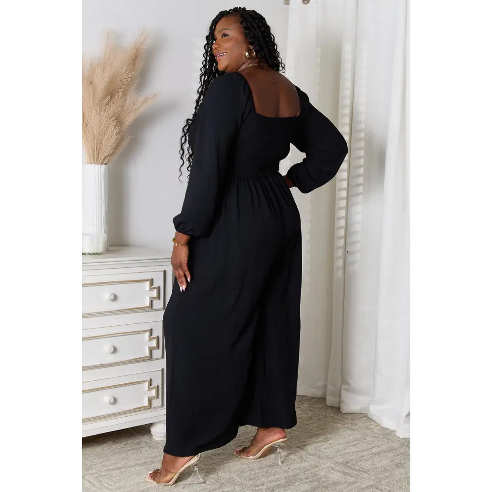 Double Take Square Neck Jumpsuit with Pockets.