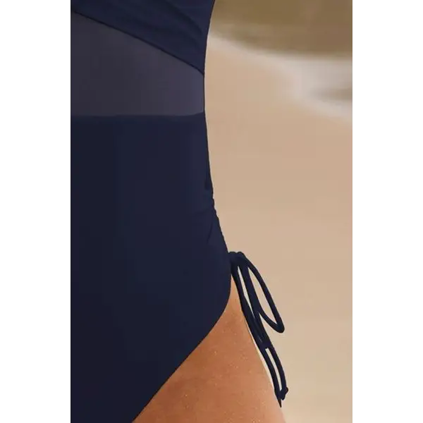 Drawstring Ruched V-Neck One-Piece Swimwear.