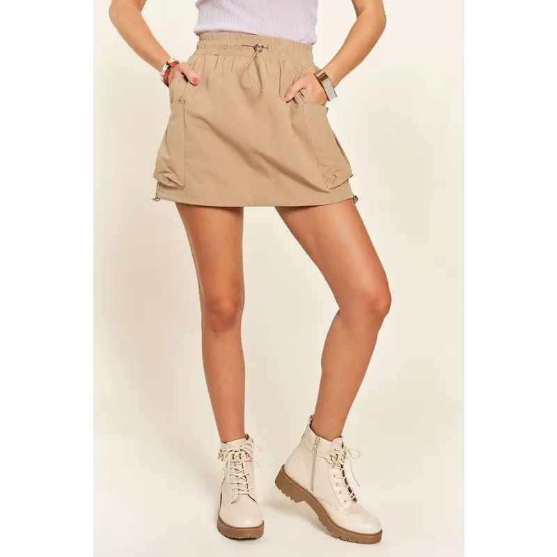Drawstring Skort with Pockets.
