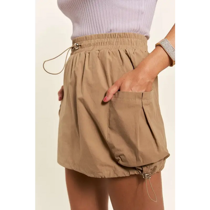 Drawstring Skort with Pockets.