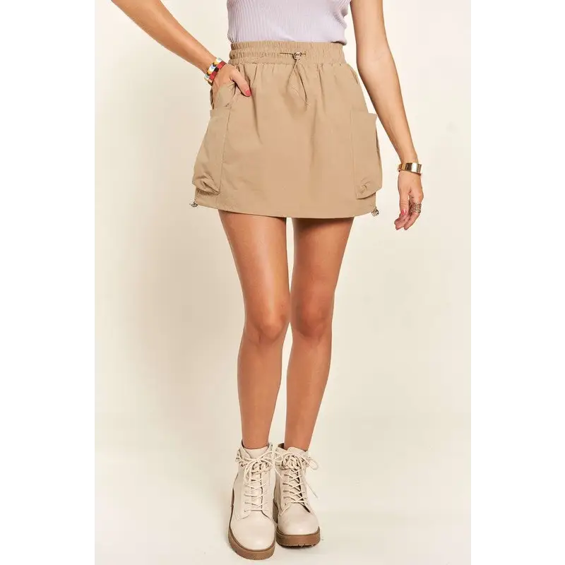 Drawstring Skort with Pockets.