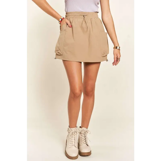 Drawstring Skort with Pockets.
