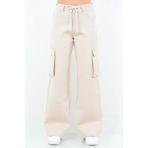 Drawstring Wide Leg Cargo Pants.
