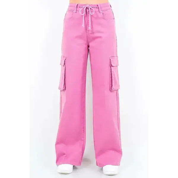 Drawstring Wide Leg Cargo Pants.