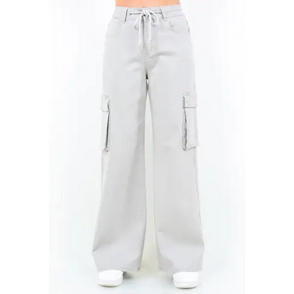 Drawstring Wide Leg Cargo Pants.